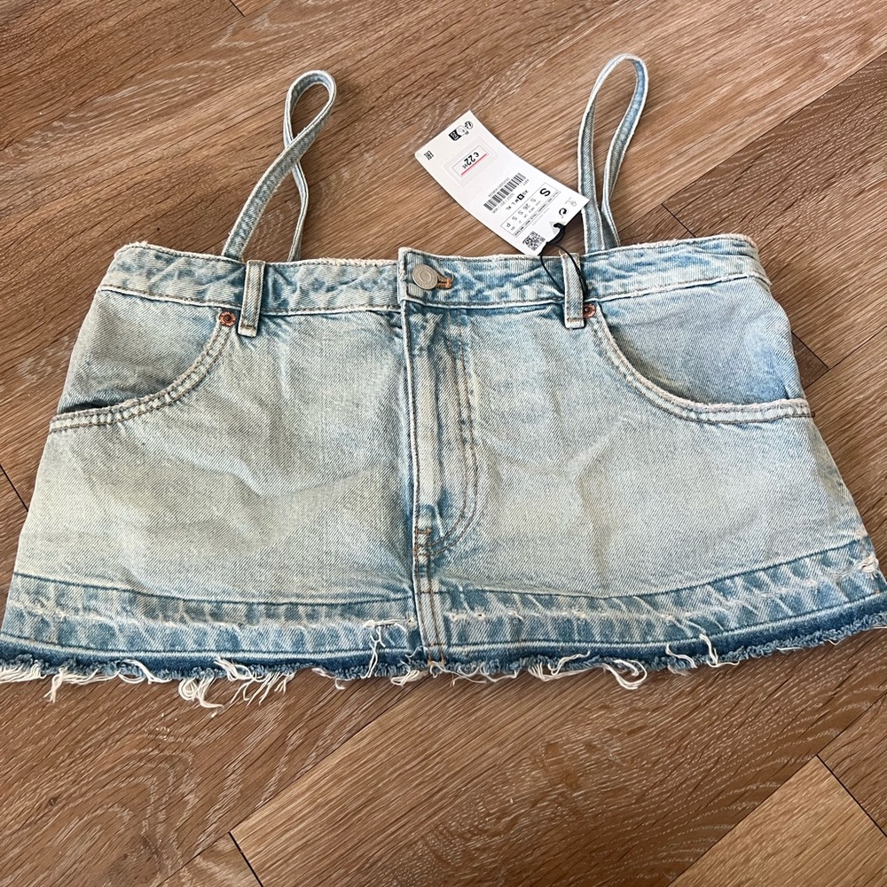 Light Blue Denim Crop Top